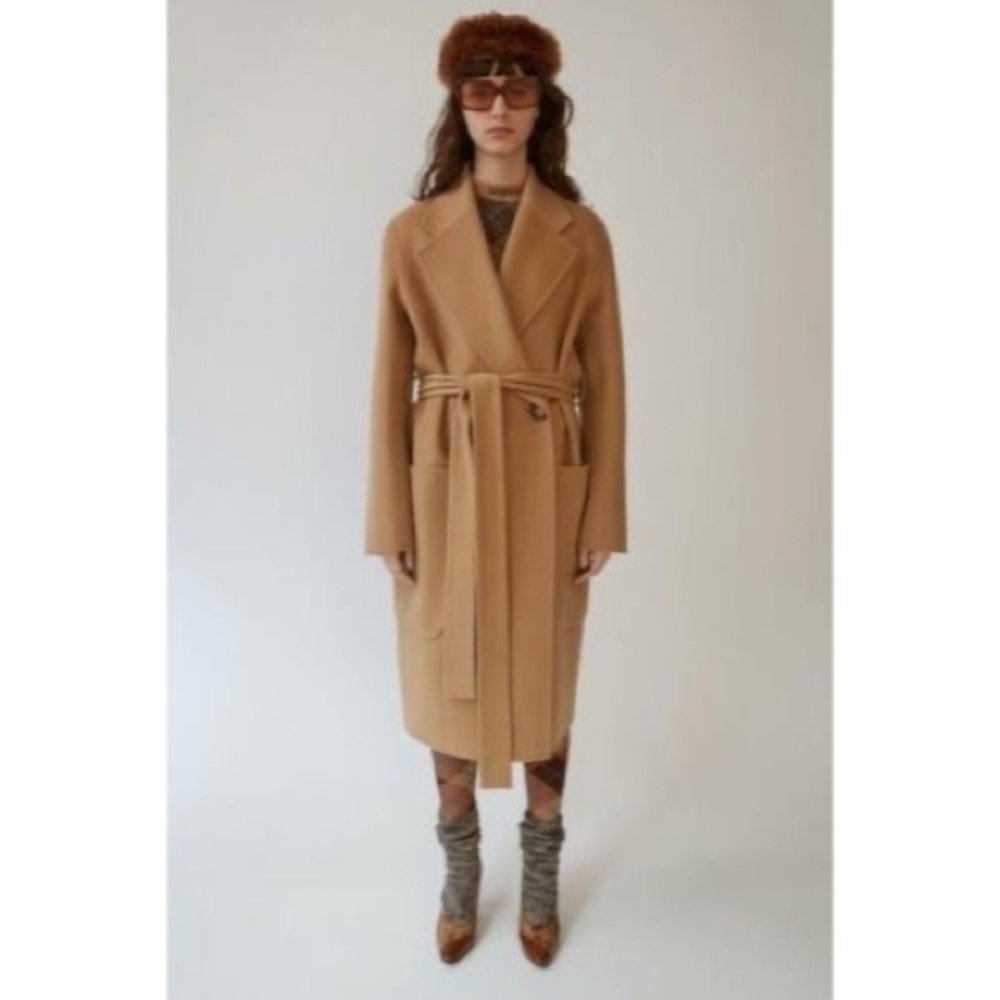 Acne studios carice double face belted wool cashmere coat